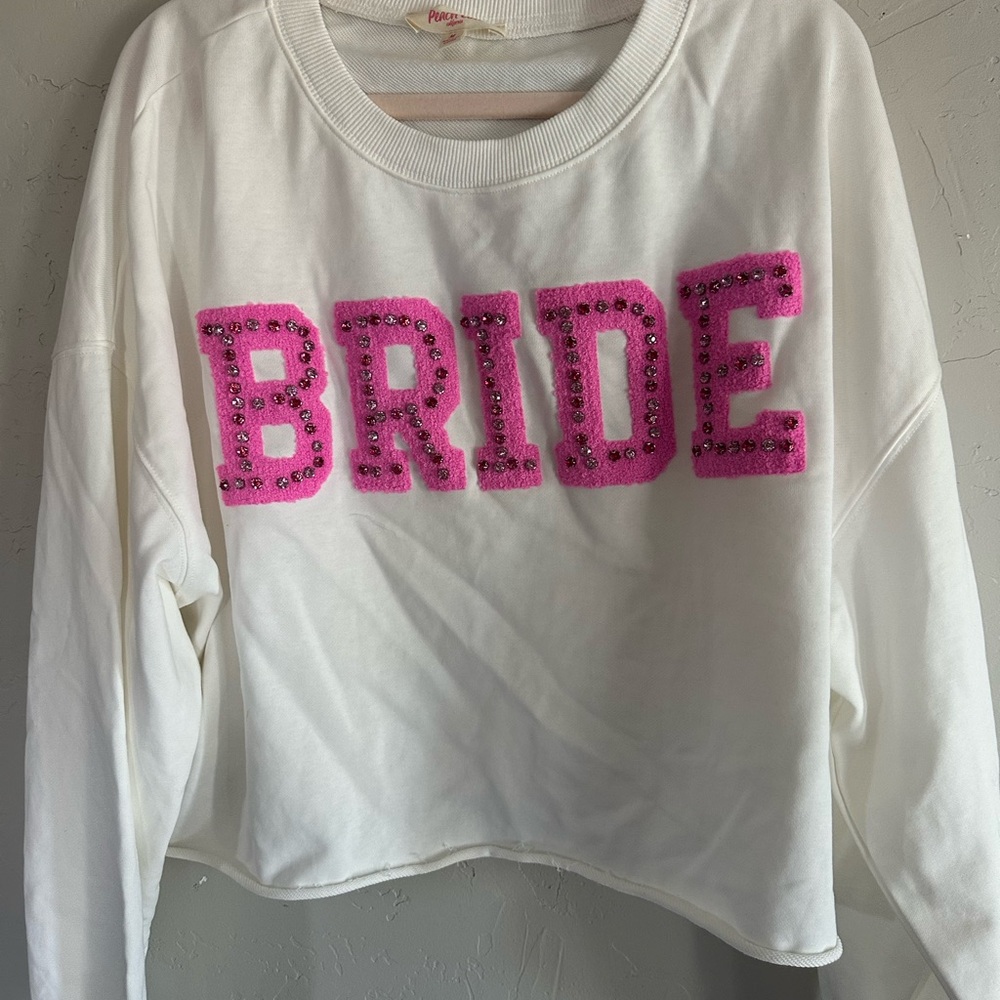 Peach Love California White Sweater with Pink 'BRIDE'